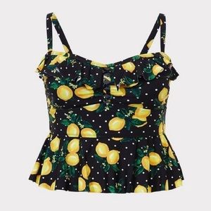 TORRID LEMON DOT PEPLUM MIDKINI NWT TOP